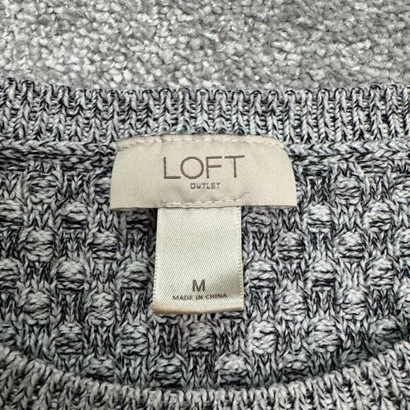 Loft Textured Knitted Pullover Sweater Dress Womens Medium Gray Wool Blend Cozy - Picture 8 of 14